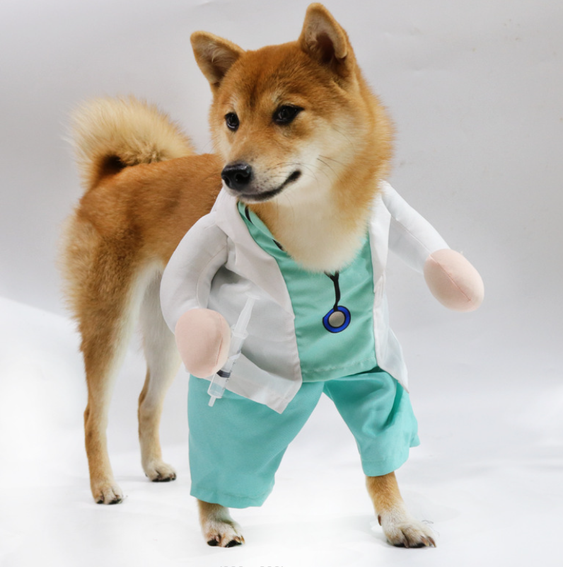 Pet Doctor Costume Veterinarian Scrubs with Lab Coat for Dogs